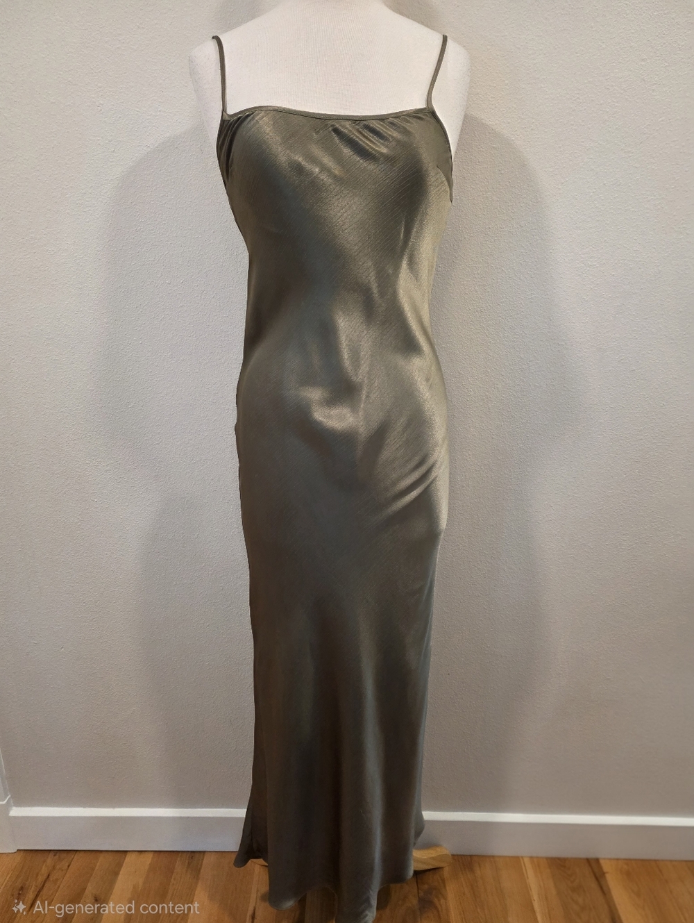 Bec and Bridge Olive Green Satin Maxi Slip Dress